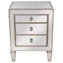 Load image into Gallery viewer, Mirrored 3 Drawer Antique Seamless Bedside Table
