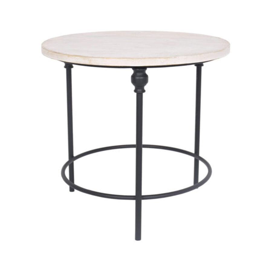 Country French Round White Side Table