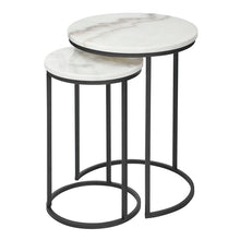 Load image into Gallery viewer, Set of 2 Black Leg Marble Nested Side Table
