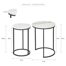 Load image into Gallery viewer, Set of 2 Black Leg Marble Nested Side Table
