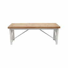 Load image into Gallery viewer, Country French White Natural Wood Bench/Ottoman
