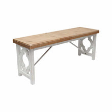 Load image into Gallery viewer, Country French White Natural Wood Bench/Ottoman
