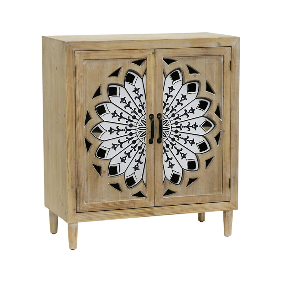 Bohemian Floral Natural Wooden Cabinet - CSHWH