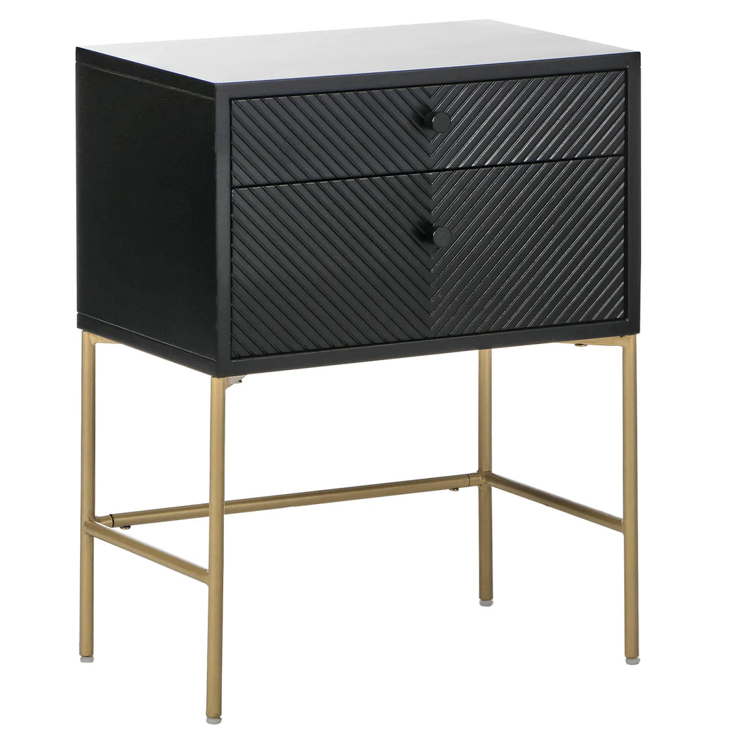 Contemporary Black Gold Bedside Table