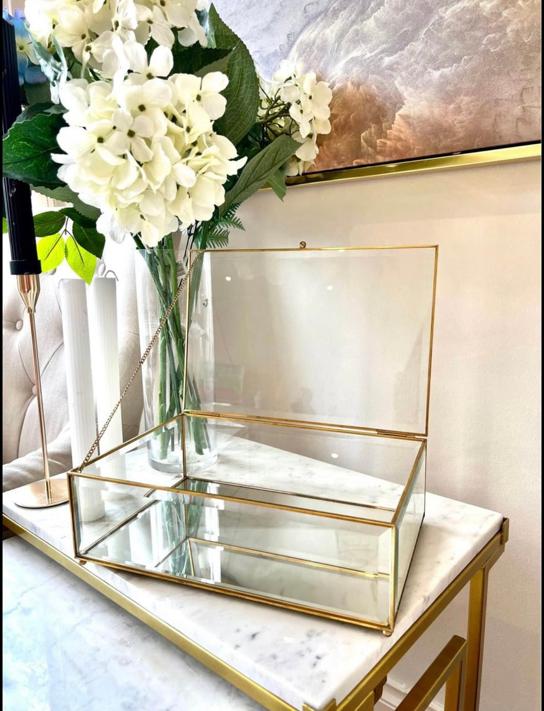 Gold Clear Glass Jewellery Box 33 cm