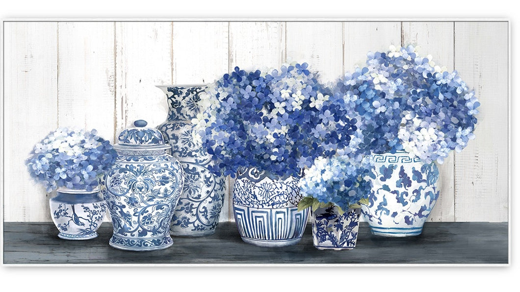 Hamptons Blue Jar on Canvas 60x125 cm Wall Art