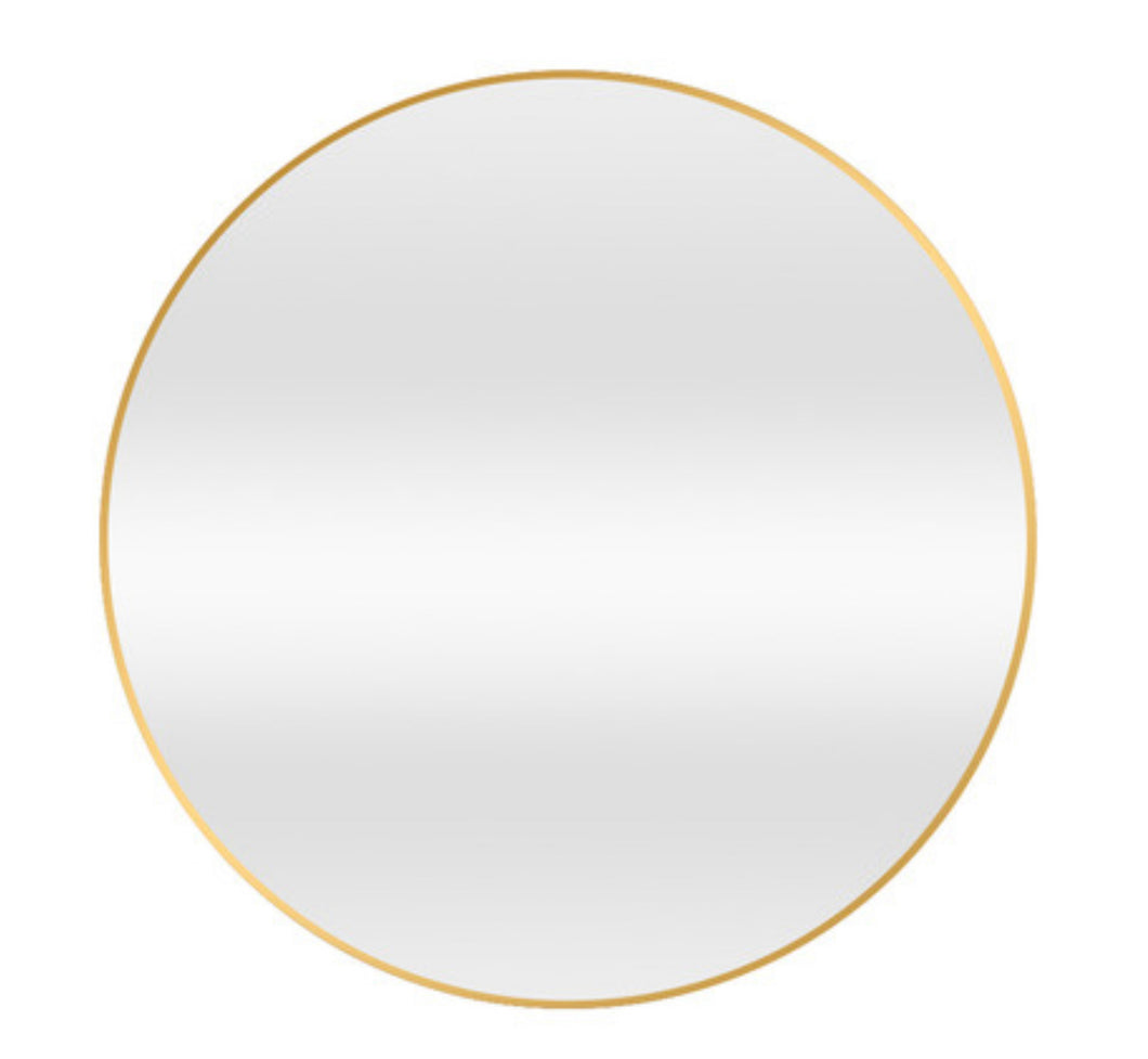 Gold Round Framed Metal Mirror 80 cm Circle - SML