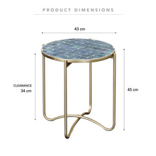 Load image into Gallery viewer, 43cm Round Glass Abstract Blue Side Table
