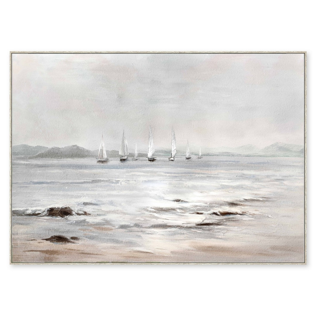 140x100CM Grey Shore Framed Canvas Wall Art