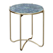 Load image into Gallery viewer, 43cm Round Glass Abstract Blue Side Table
