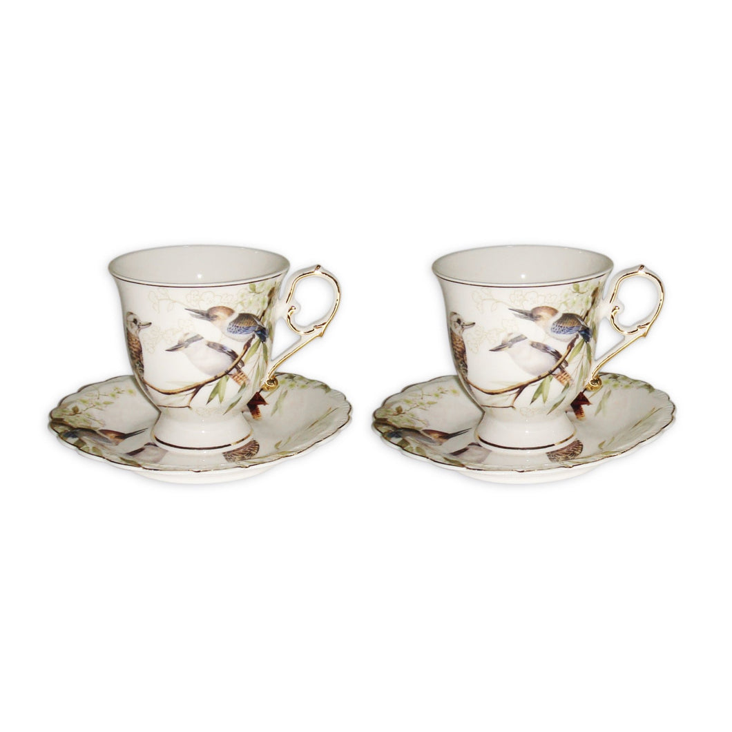 TNK Kookaburra Tea Set 2 Cups and 2 Saucers