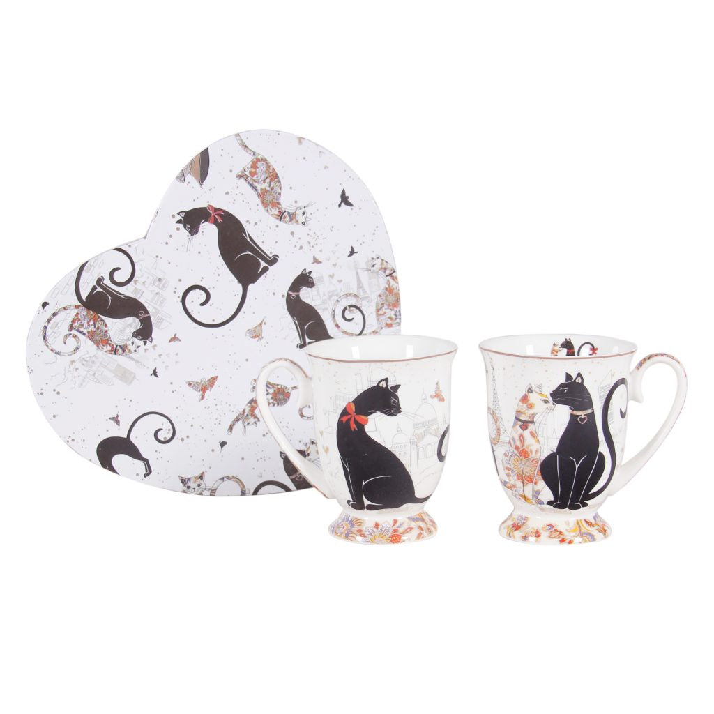 TNK CatCouple 2pcs (280cc) Mug set in heart shape box