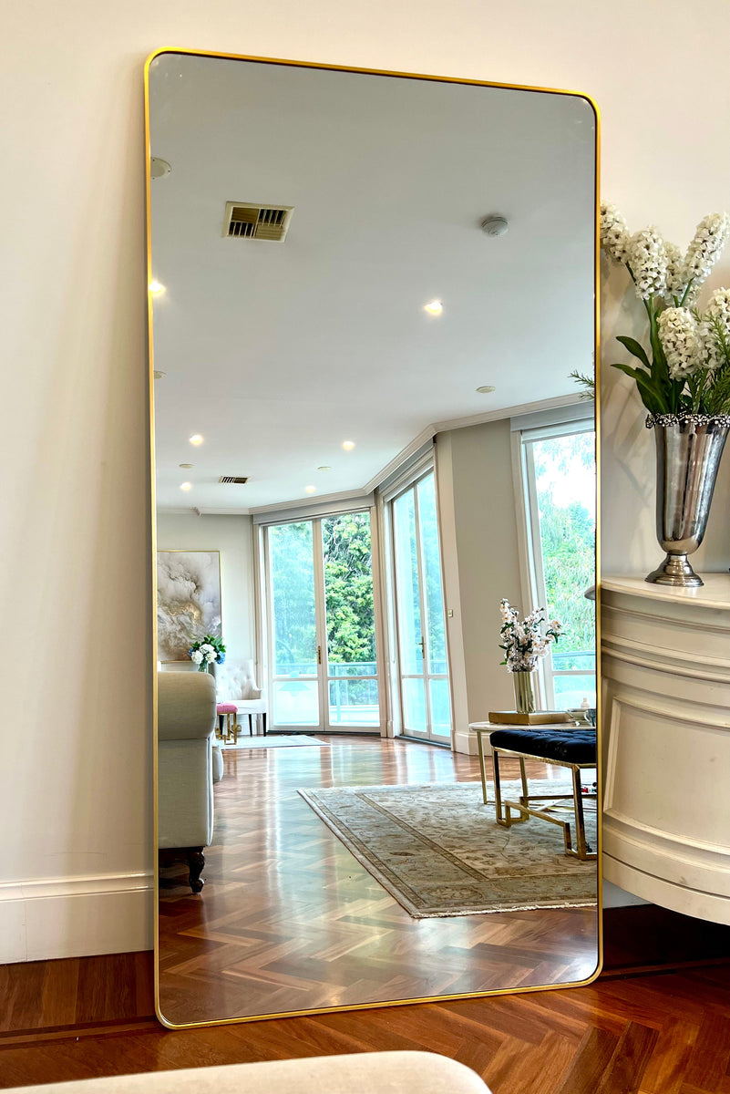 Rectangular Modern Gold Full Length Large Metal Mirror 80x170 cm ...