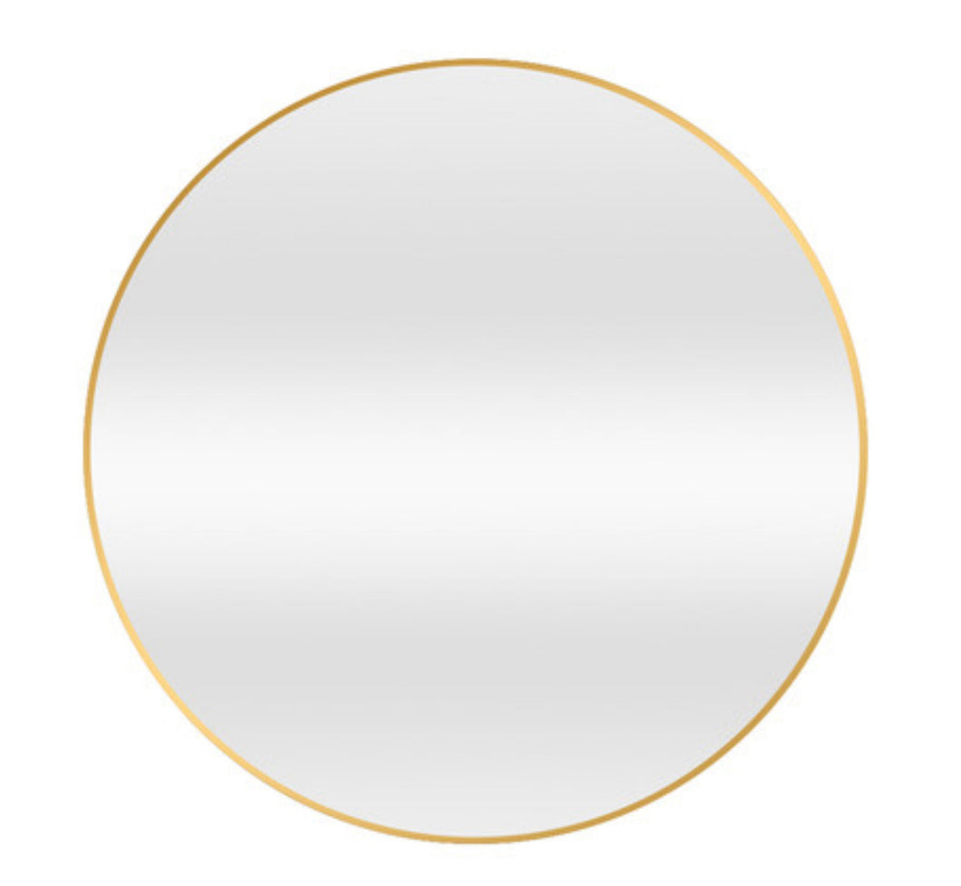 Gold Round/Circle Framed Metal Mirror 100 cm - SML