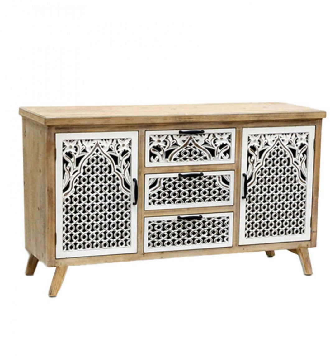 Camila White and Wooden Cabinet 120 cm - CSHWH