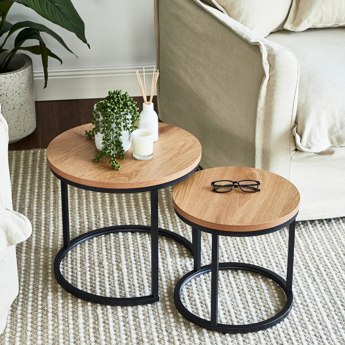Sonoma Set of 2 Natural Side Table – Silsan Decor