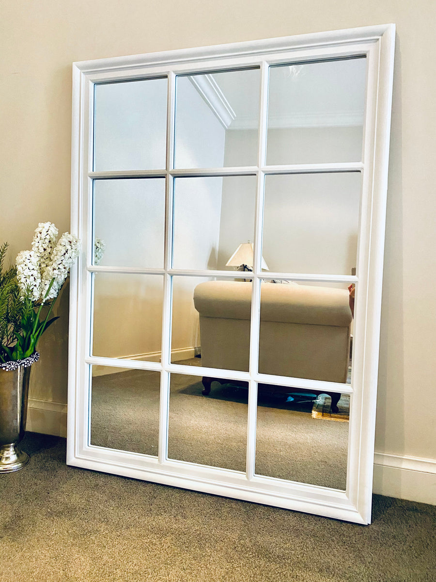 Window Hampton Style Mirror White - Rectangle 95cm x 130cm – Silsan Decor