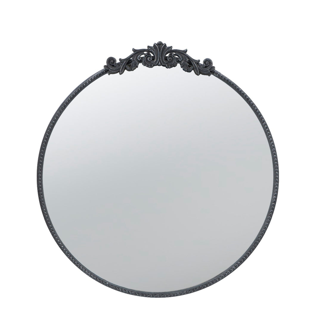 French Baroque Ornate Black Round / Circle Mirror 81 cm - SML