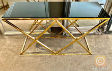 Load image into Gallery viewer, Console Table with Gold Legs and Glass Top
