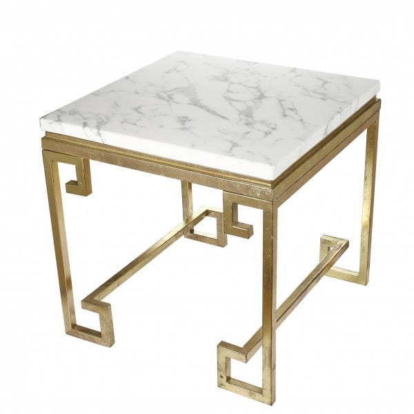 Marble Top Gold Leg Side Table