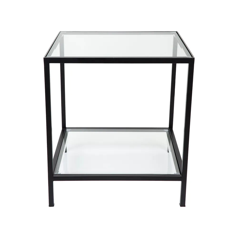 Sabrina Clear Glass Black Side Table