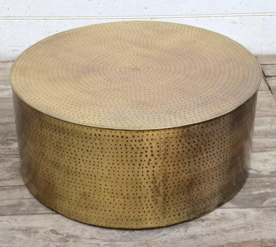 Gold Industrial Round Coffee Table