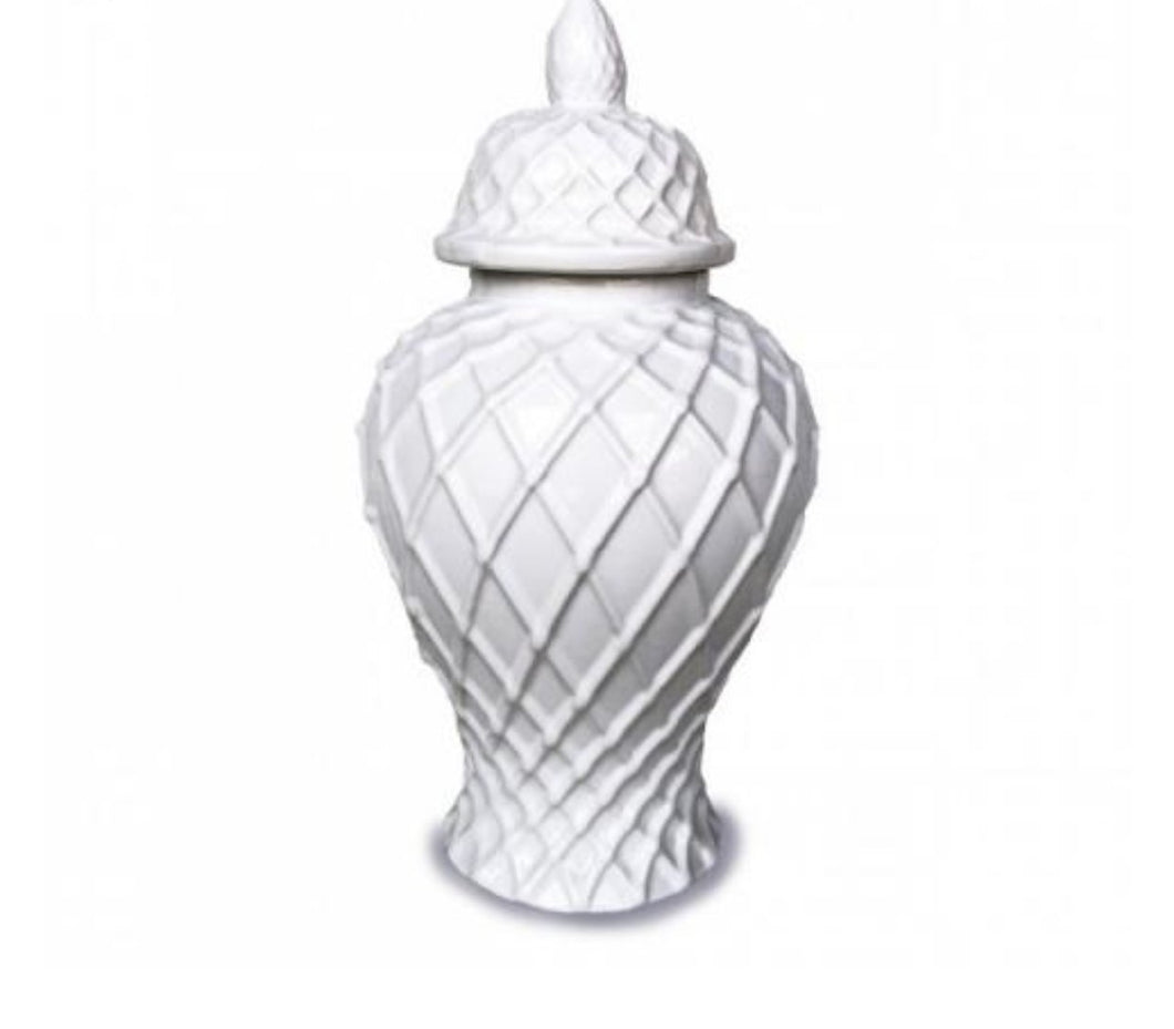 52 cm Hampton Beach Diamond White Jar/Vas-Decorative