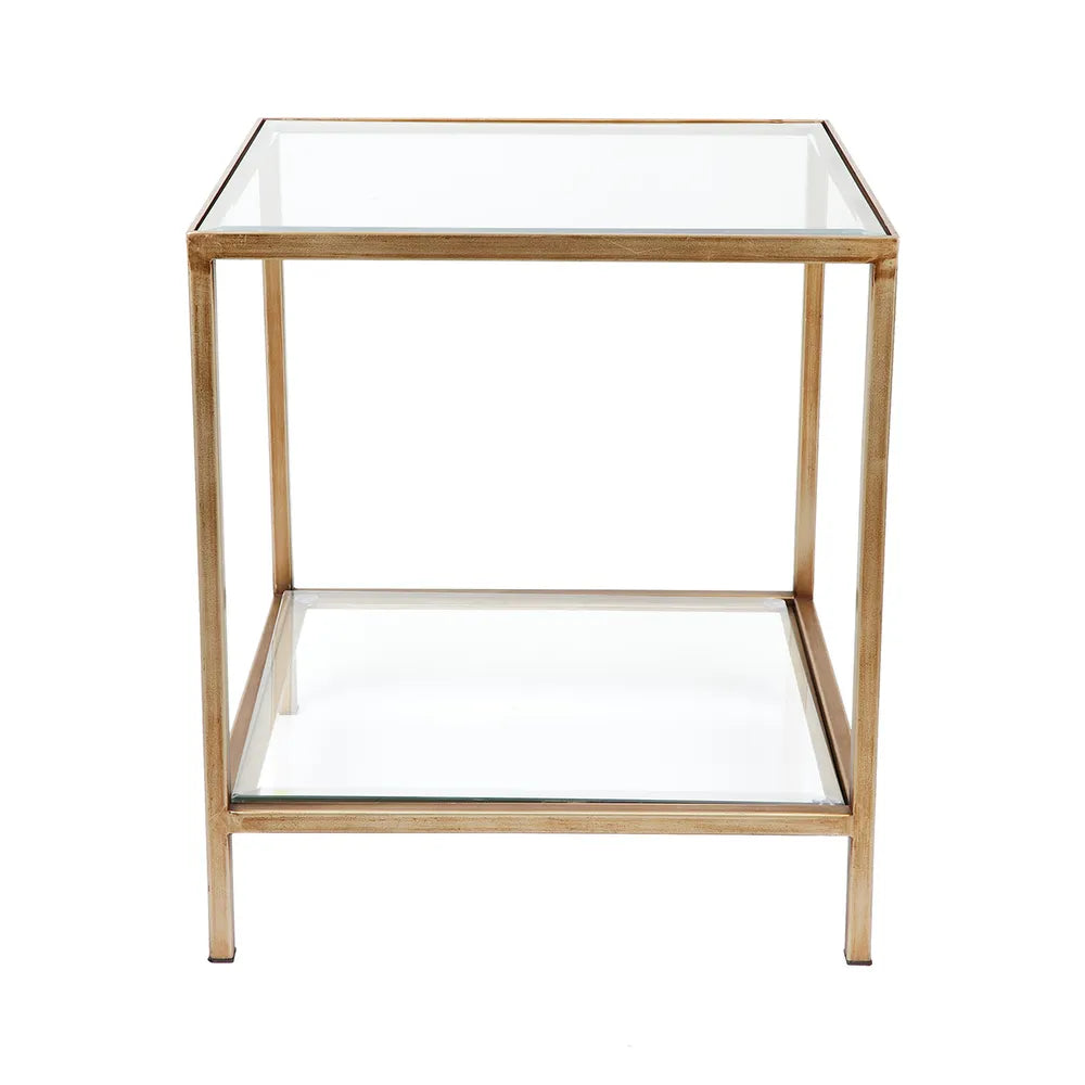 Sabrina Clear Glass Gold Side Table