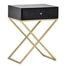 Load image into Gallery viewer, Contemporary Black and Gold X Leg Bedside Table
