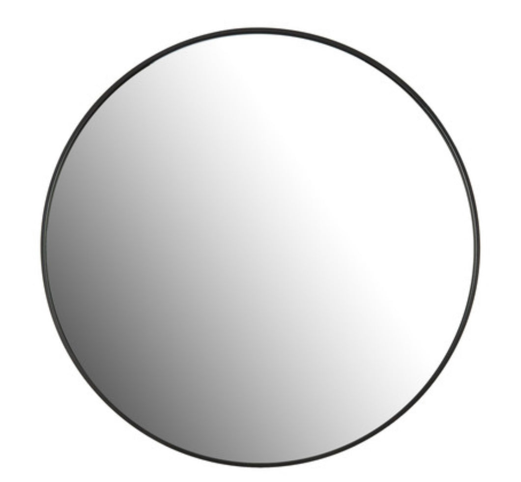 Black Round Framed Wall Metal Mirror Circle 80 cm - SML