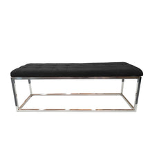 Load image into Gallery viewer, Luxury Black Velvet Ottoman with Silver Leg
