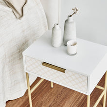 Load image into Gallery viewer, Contemporary White Gold Bed Side Table
