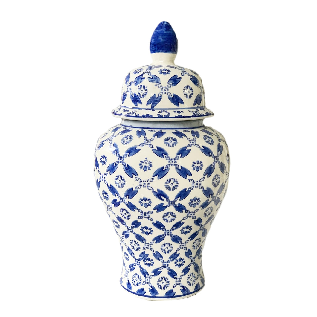 Hamptons Jane Blue and White Jar 32 cm - Decorative