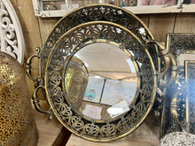 Load image into Gallery viewer, Set of 2 Gold Metal Round Mirrored Tray - Decorative
