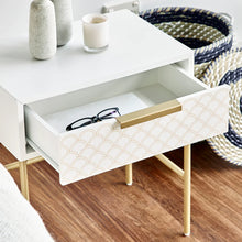 Load image into Gallery viewer, Contemporary White Gold Bed Side Table
