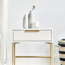 Load image into Gallery viewer, Contemporary White Gold Bed Side Table
