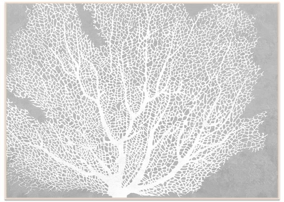 Hamptons Coral in Grey Canvas Wall Art 140x100 cm