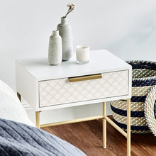 Load image into Gallery viewer, Contemporary White Gold Bed Side Table
