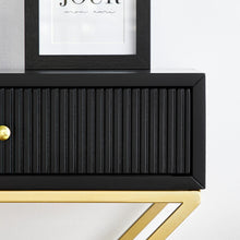 Load image into Gallery viewer, Contemporary Black and Gold X Leg Bedside Table
