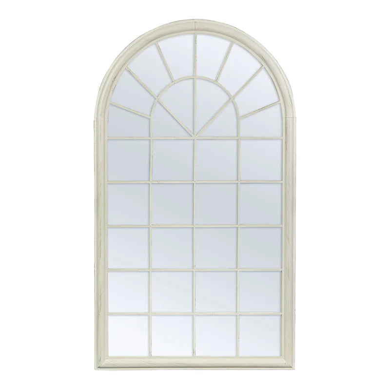 Isabella Arch Antique White Window Hamptons Iron Indoor Outdoor Mirror - SML