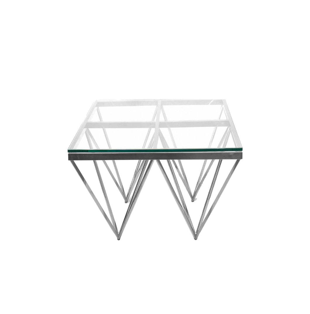 Pyramid with Silver Frame Side Table