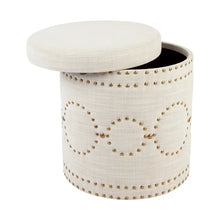 Load image into Gallery viewer, Button Round Stool/Ottoman Linen
