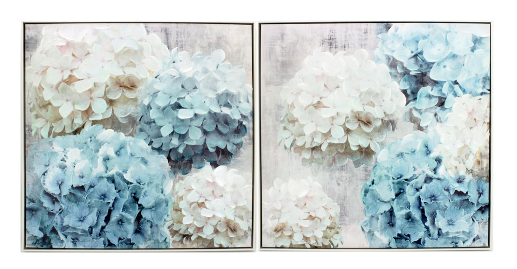 Bouquet Hydrangeas Hampton Framed Canvas Wall Art Set of 2