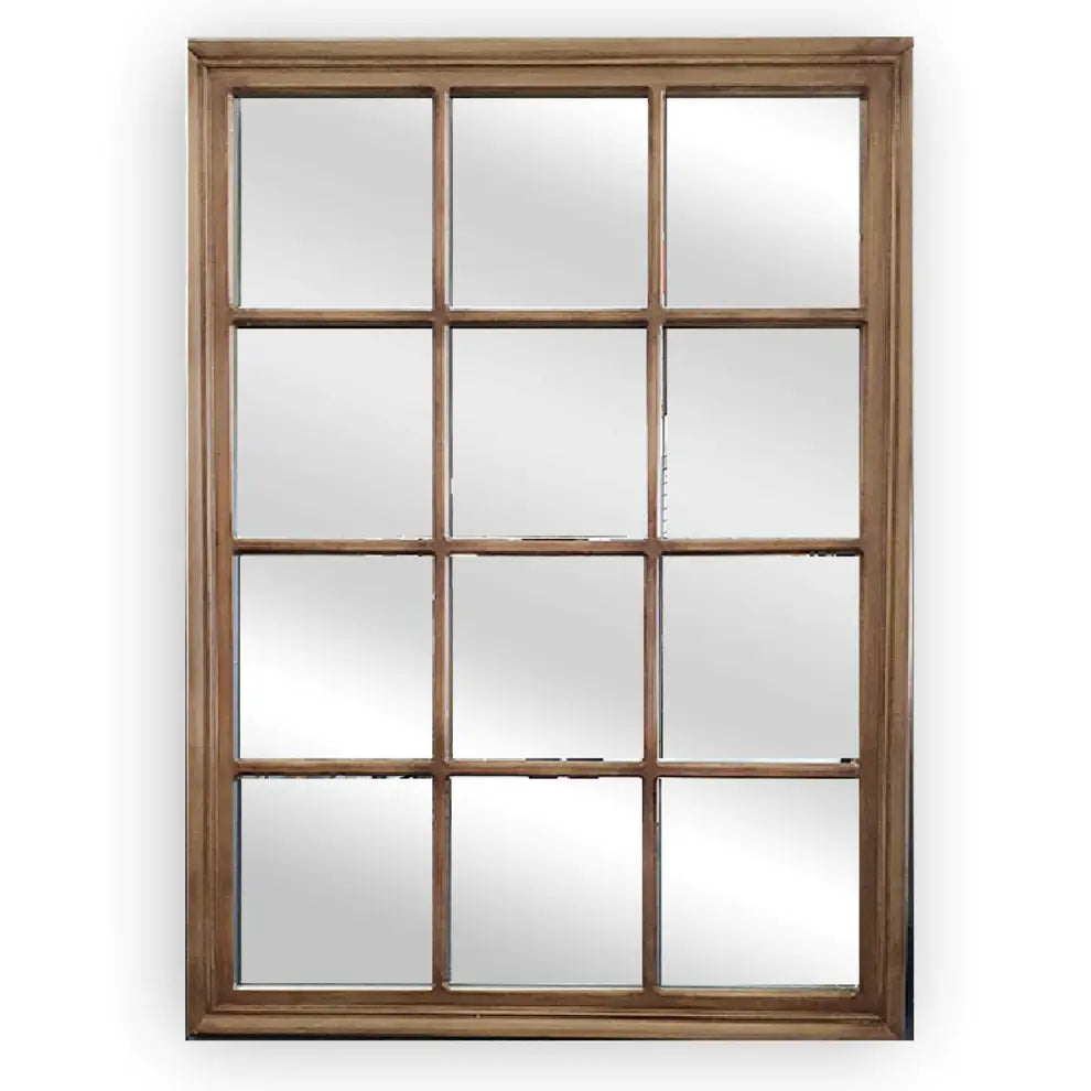 Window Style Hampton Wood Mirror Taupe - Rectangle 95x130 cm