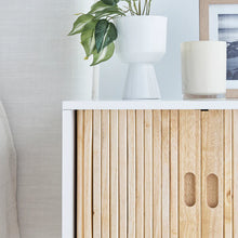 Load image into Gallery viewer, White Natural Wood Bedside Table
