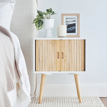 Load image into Gallery viewer, White Natural Wood Bedside Table
