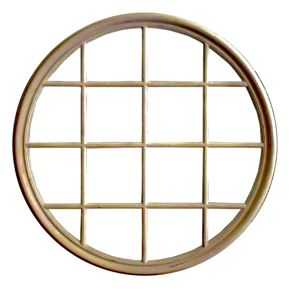 Window Round/Circle Taupe/Oak Hampton Wood Mirror 100 cm - SML